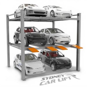 3-level, 4-post, 6-car stacker system for maximising parking space